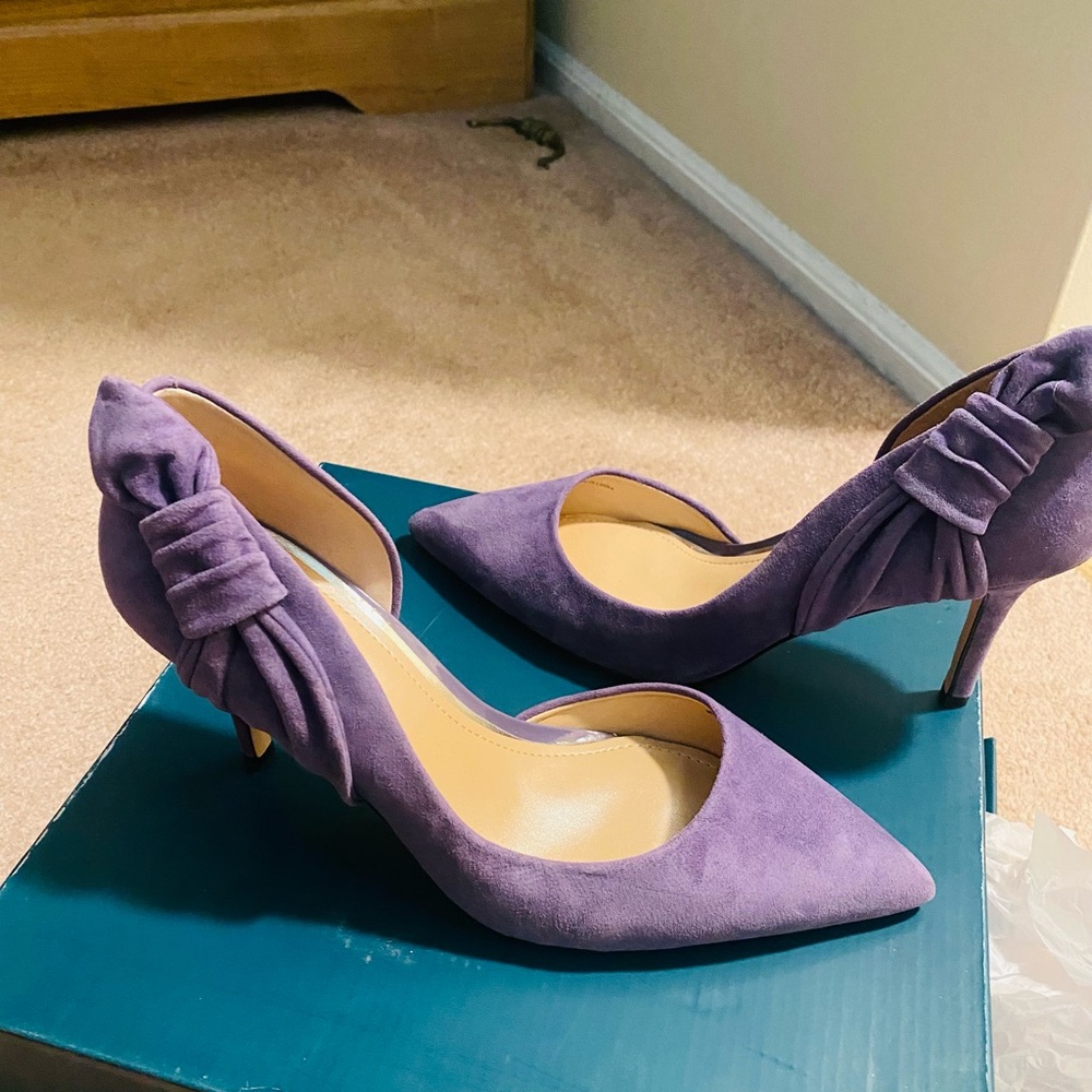 Suede violet heels size 7.5 - Picture 2 of 9